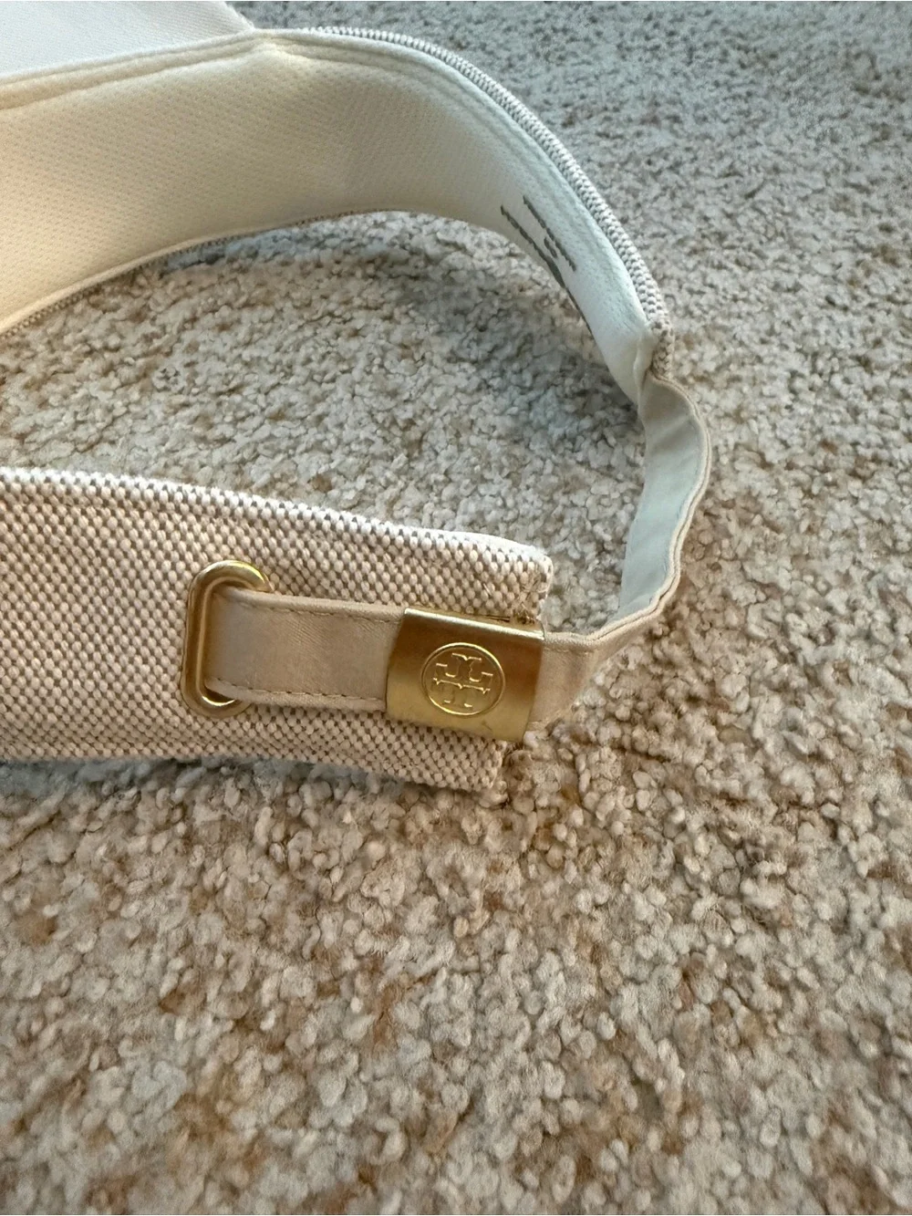 Tory Burch Beige Embroidered Two Tone Canvas Logo Visor - Picture 5 of 5